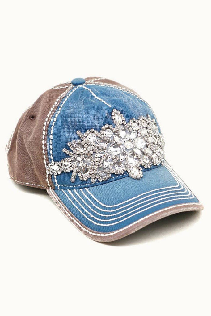 Abstract Bejeweled Bling Glitz Two-Toned Cap
