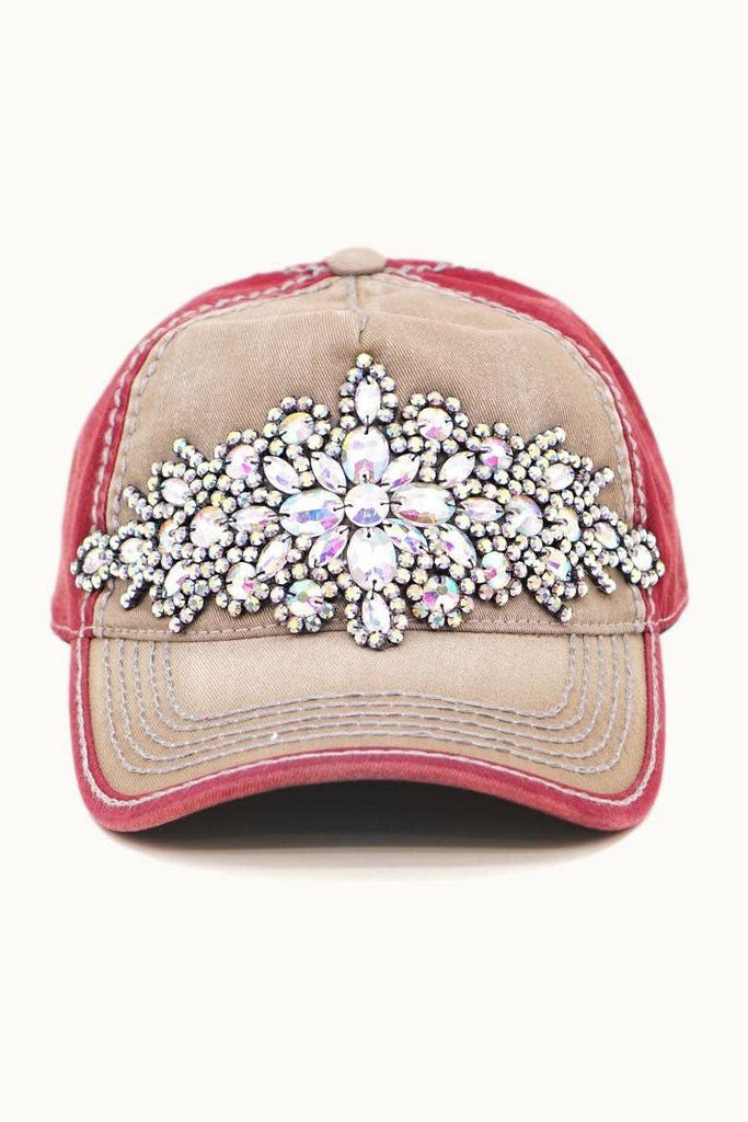 Abstract Bejeweled Bling Glitz Two-Toned Cap