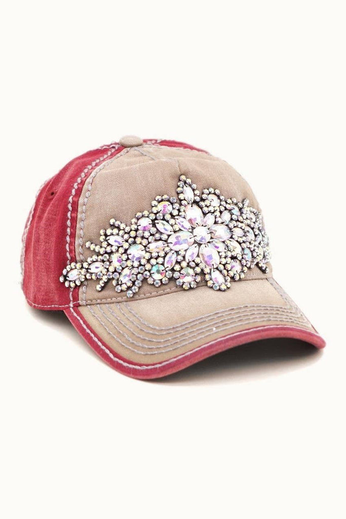 Abstract Bejeweled Bling Glitz Two-Toned Cap