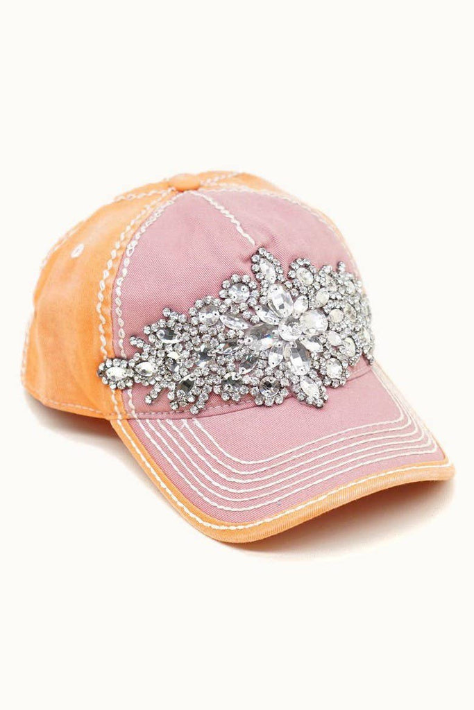 Abstract Bejeweled Bling Glitz Two-Toned Cap