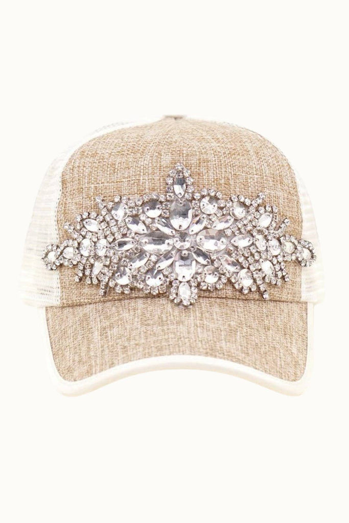Abstract Bejeweled Bling Glitz Two Toned Trucker Cap, Adjustable