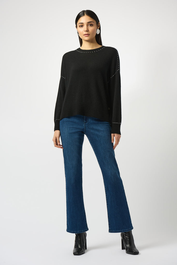 Cashmere crew nk w/studs Top