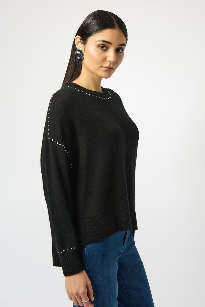 Cashmere crew nk w/studs Top