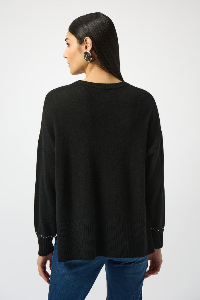 Cashmere crew nk w/studs Top
