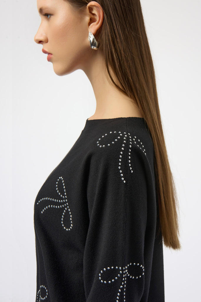 "Bows" in studs knit Top