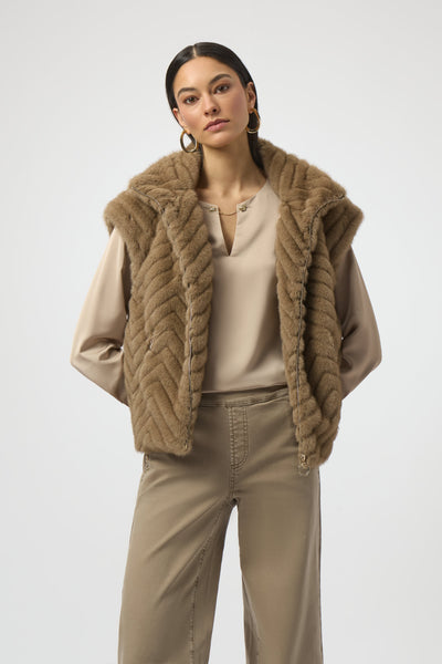 Chevron faux fur mock nk Vest