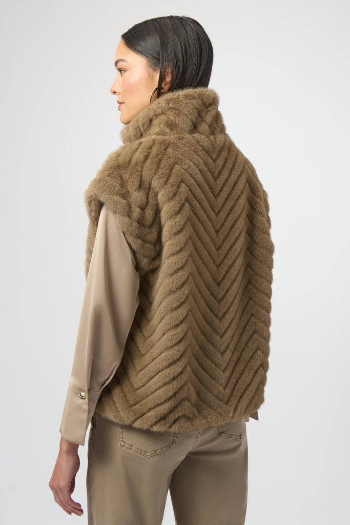 Chevron faux fur mock nk Vest