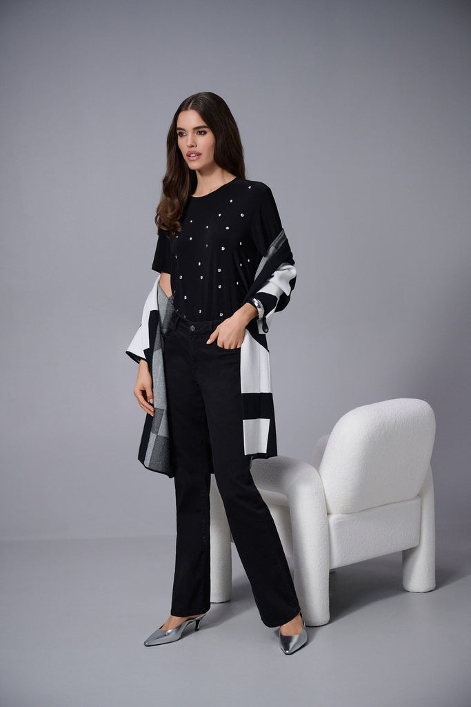 Women's Silky Knit T-Shirt with Metallic Stud Details