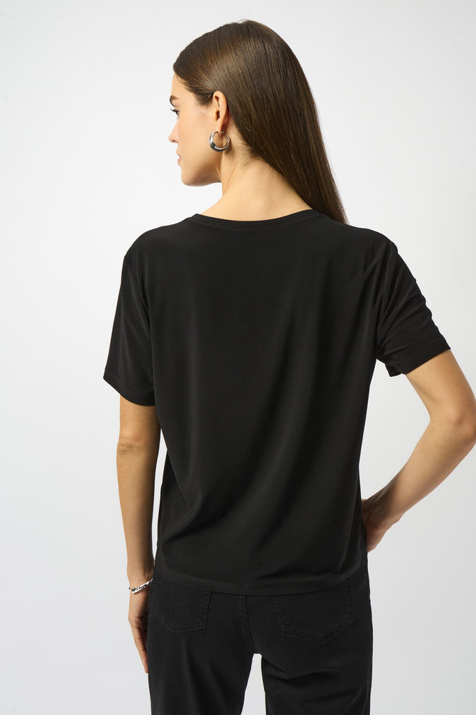 Women's Silky Knit T-Shirt with Metallic Stud Details