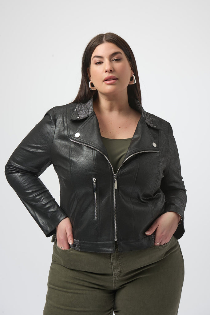 Women's Foiled Faux Suede Moto Jacket