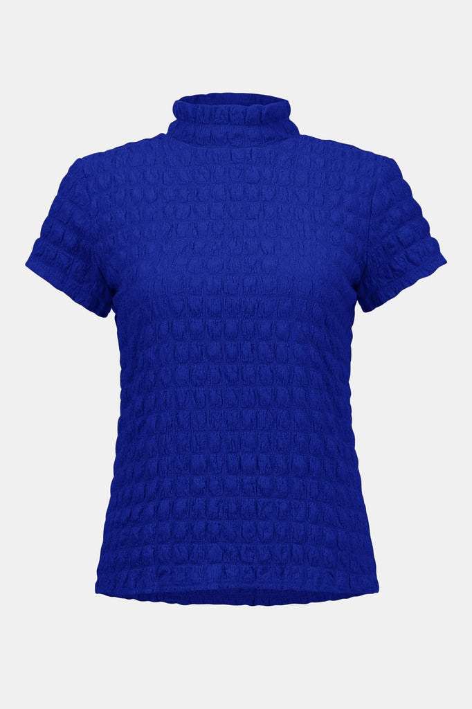 Women’s Fitted Bubble Knit Top with Mock Collar