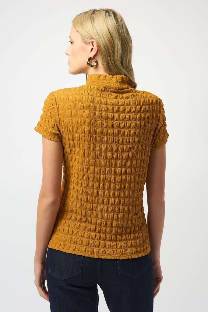Women’s Fitted Bubble Knit Top with Mock Collar
