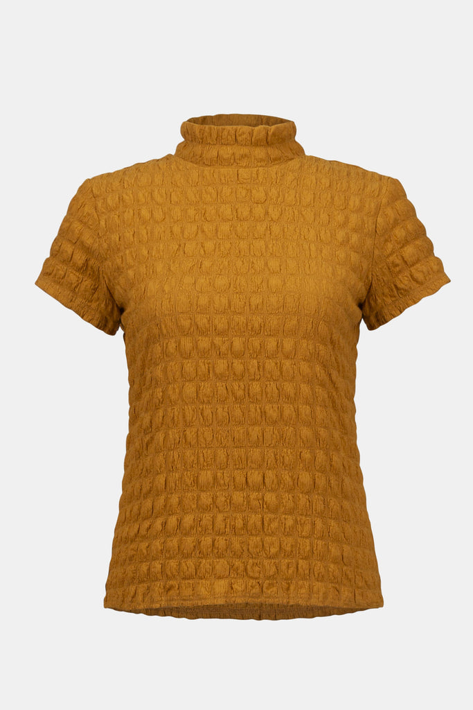 Women’s Fitted Bubble Knit Top with Mock Collar