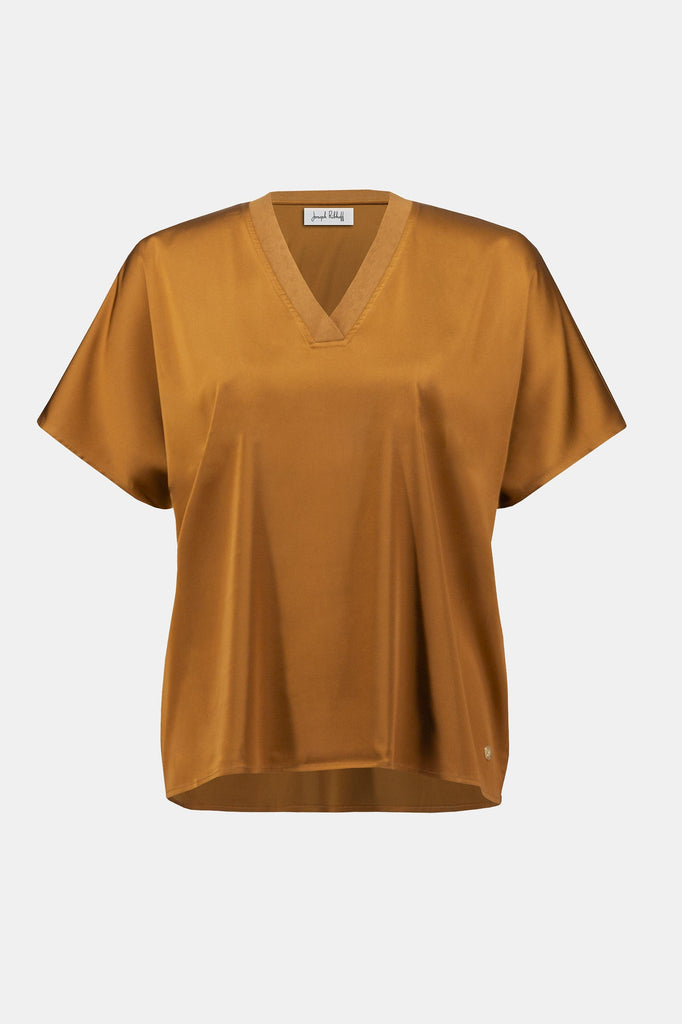 Women's Satin V-Neck Top with Dolman Sleeves