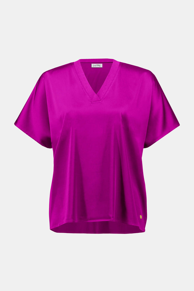 Women's Satin V-Neck Top with Dolman Sleeves