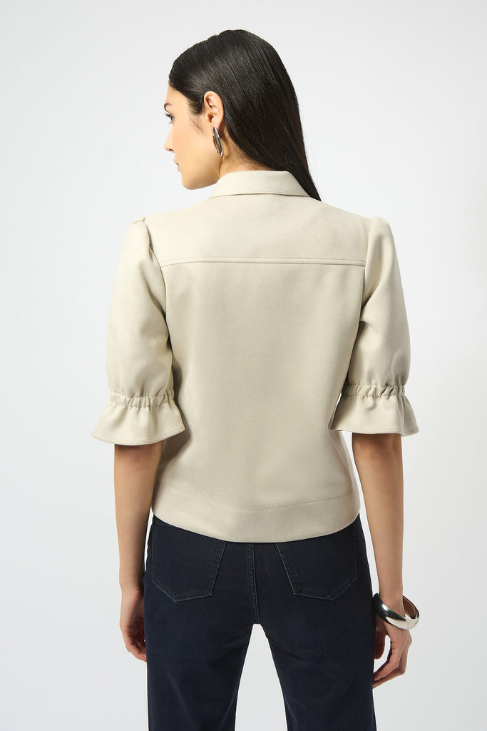 Modern Scuba Suede Jacket with Puff Sleeves