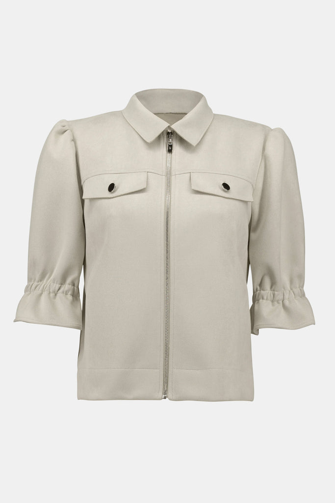 Modern Scuba Suede Jacket with Puff Sleeves