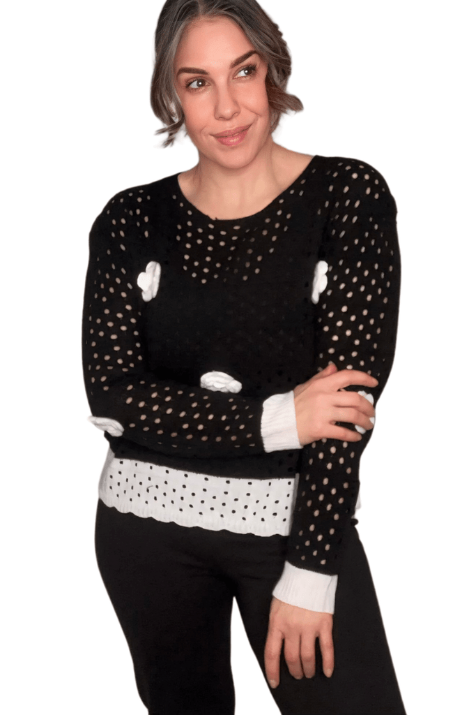 Wht crochet flwrs knit crochet Top