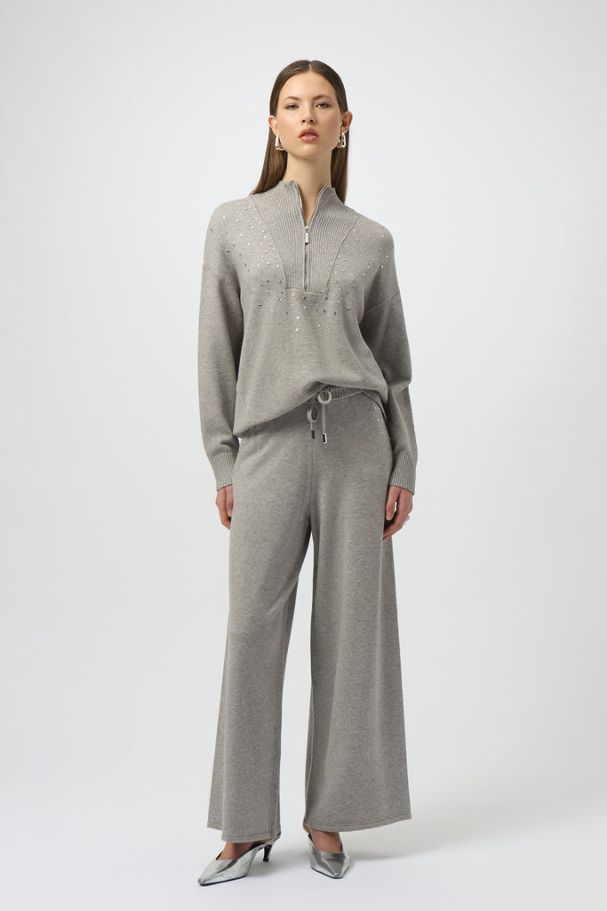 Mock nk knit rhinestones Sweater