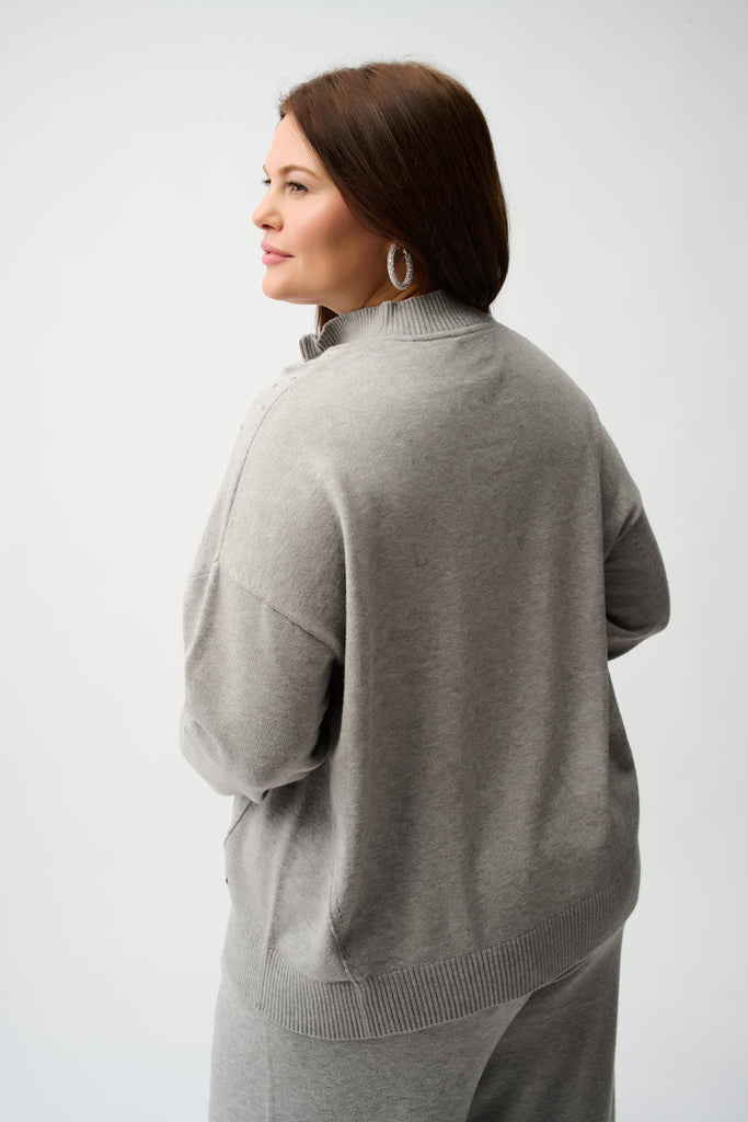 Mock nk knit rhinestones Sweater