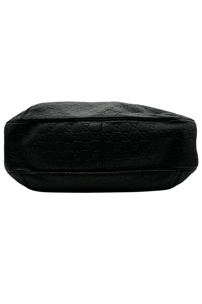 Gucci Black Leather Embossed Guccisima Vintage Hobo Bag