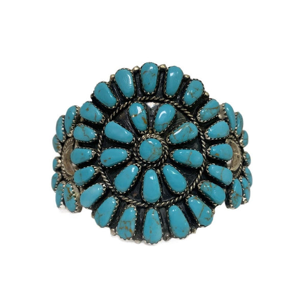 Vintage Native Sterling and turquoise light weight cuff. Signed JP.