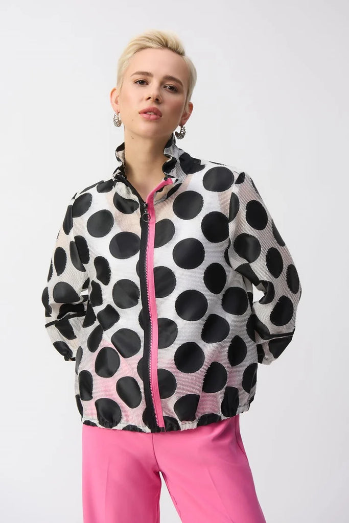Lrg "dots" w/ pink zipper Jacket