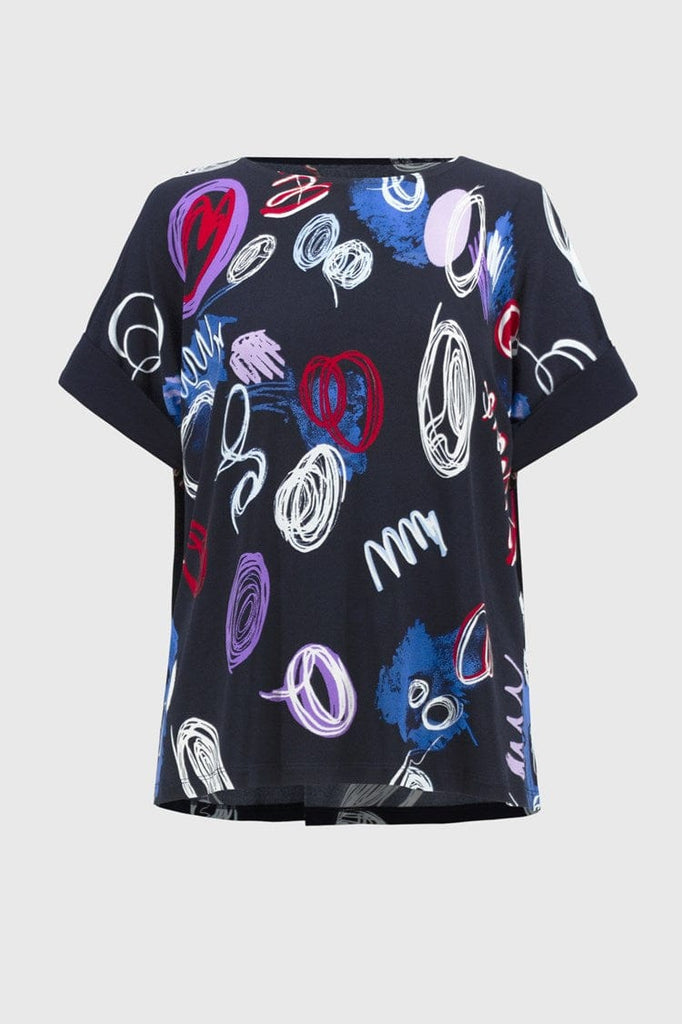 "Scribbles" S/s  cuffed Top