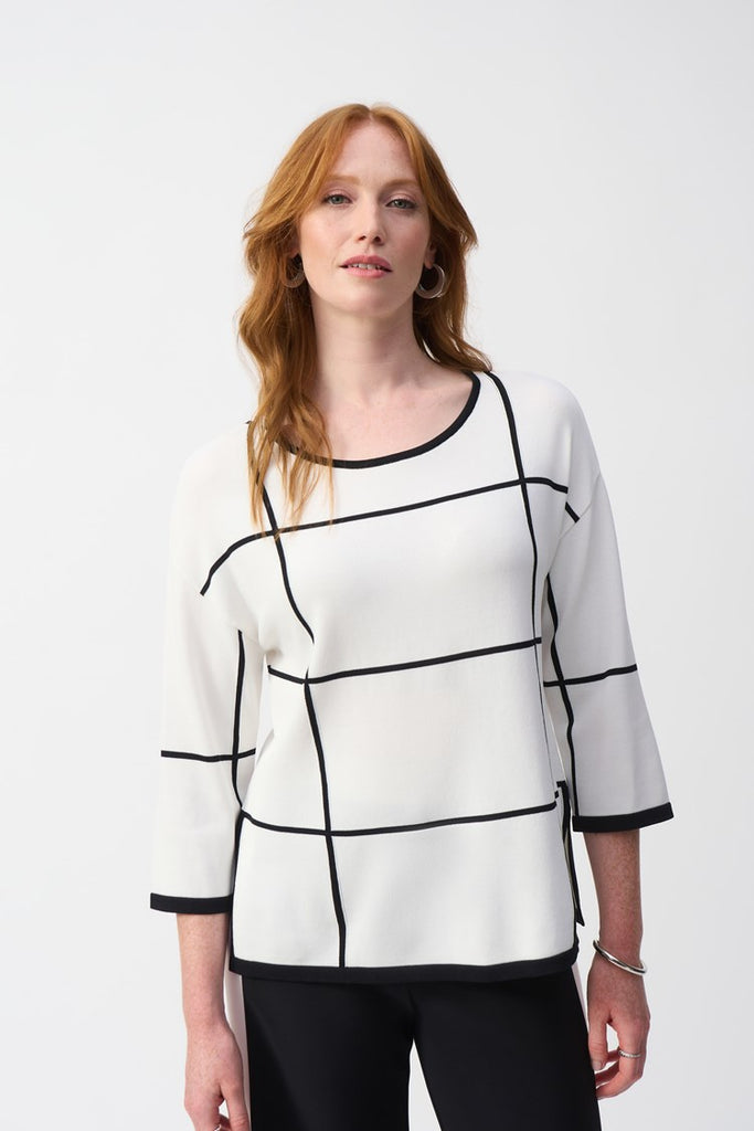 Blk trim piping knit Tunic