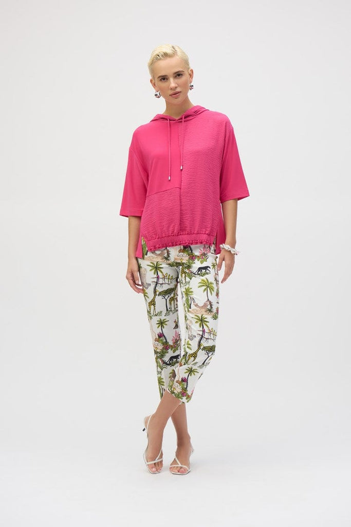 Hoodie w/pulls boxy  elastic waist Top