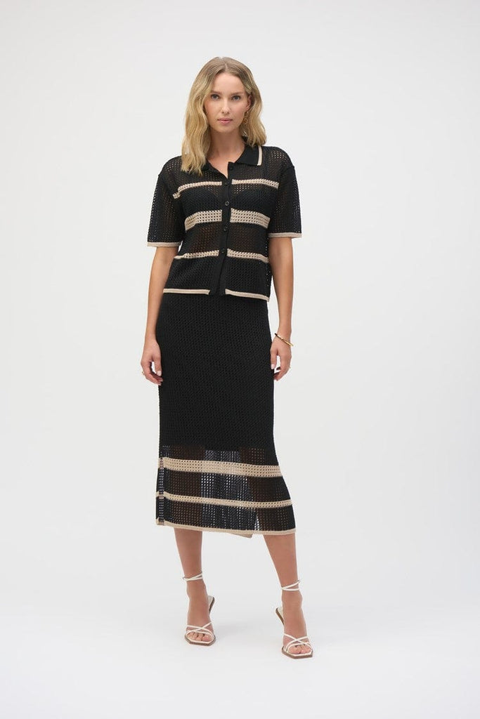 Sweater knkit collar btns Top