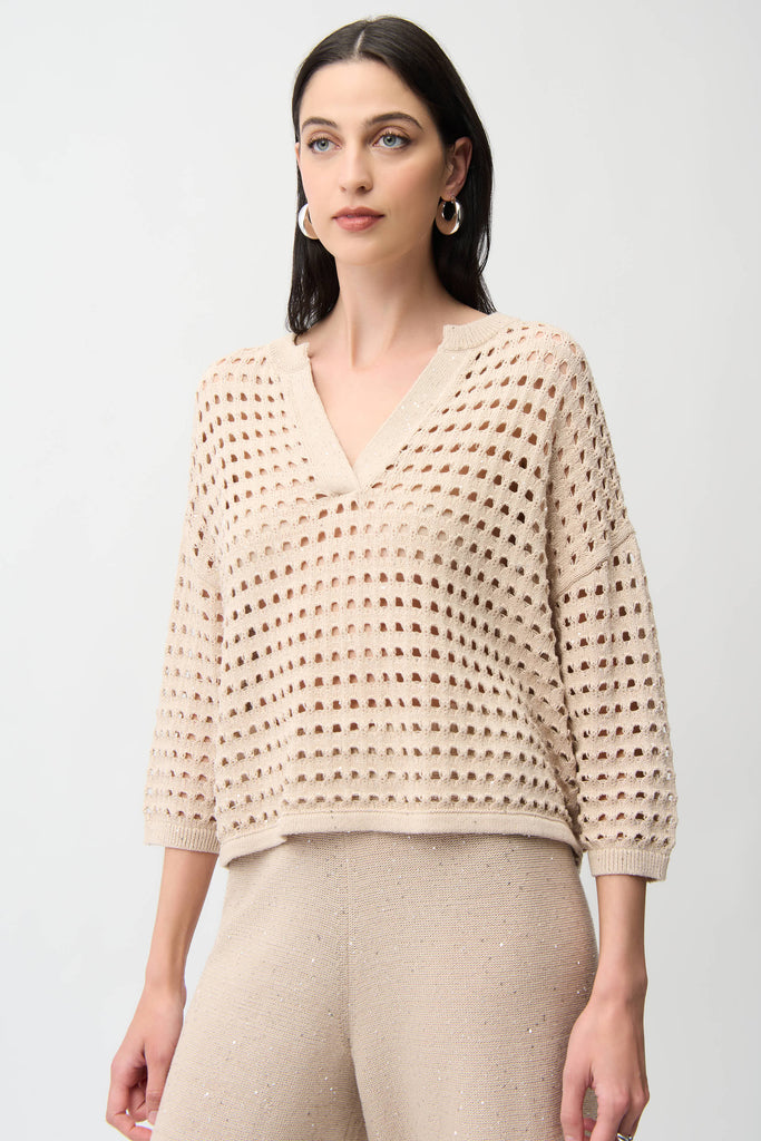 Joseph Ribkoff Open Stitch Sequin Boxy Sweater