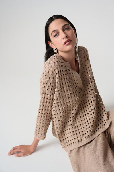 Joseph Ribkoff Open Stitch Sequin Boxy Sweater