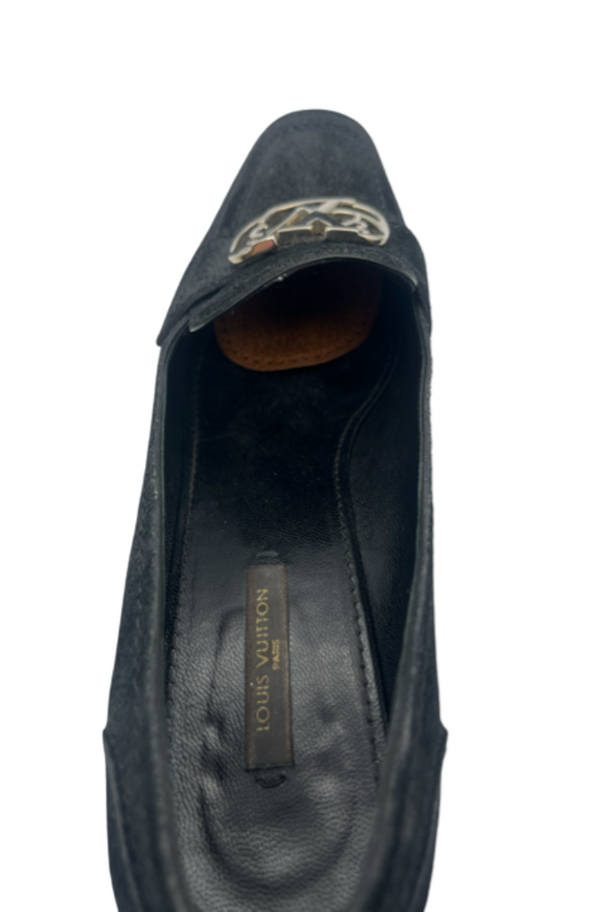 Louis Vuitton Suede Kitten Heel Loafer