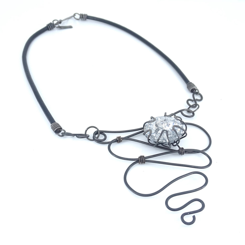 Clear Crystal Swirl Necklace