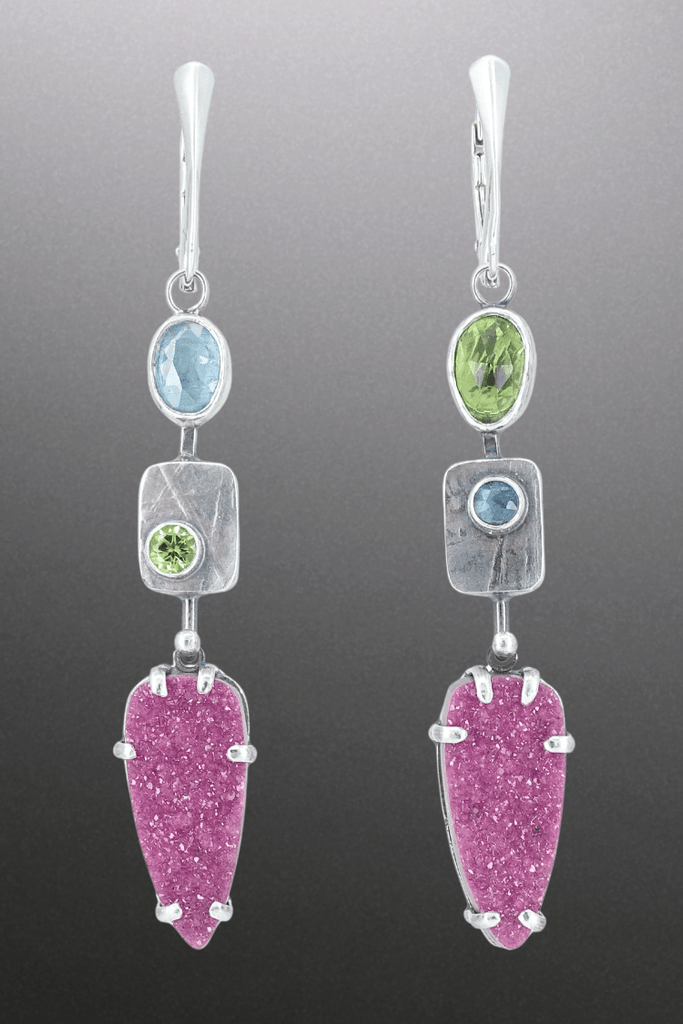 Cobalto Calcite Druzy &amp; Gemstone Earrings