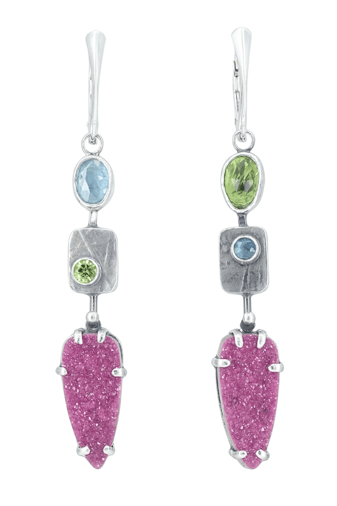 Cobalto Calcite Druzy &amp; Gemstone Earrings