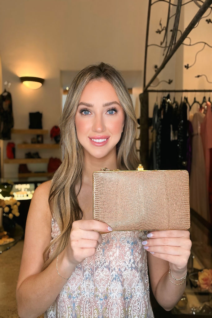 Vintage Mark Cross Lizard Box Clutch