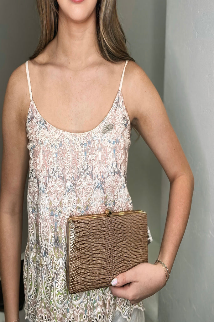 Vintage Mark Cross Lizard Box Clutch