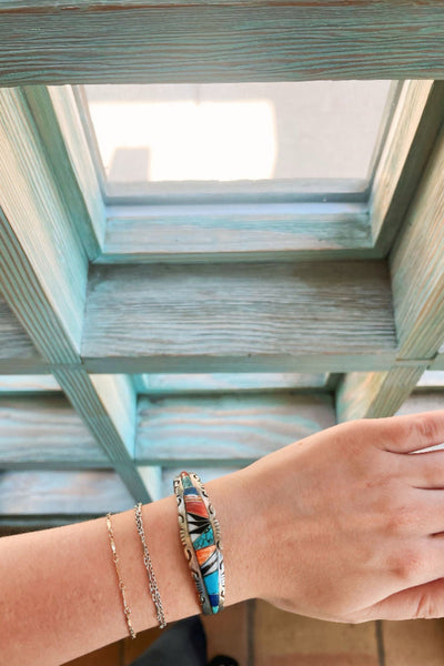 Vintage Multistone Sterling Silver Cuff