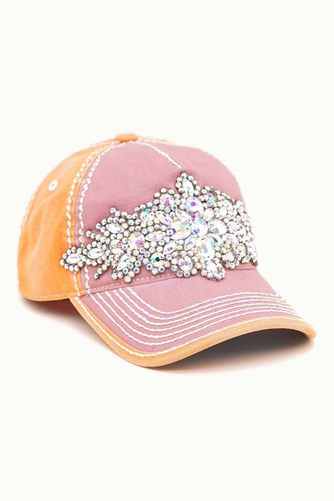 Abstract Bejeweled Bling Glitz Two-Toned Cap