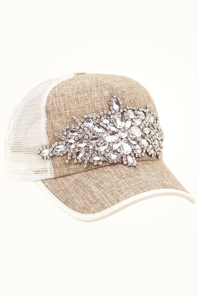 Abstract Bejeweled Bling Glitz Two Toned Trucker Cap, Adjustable
