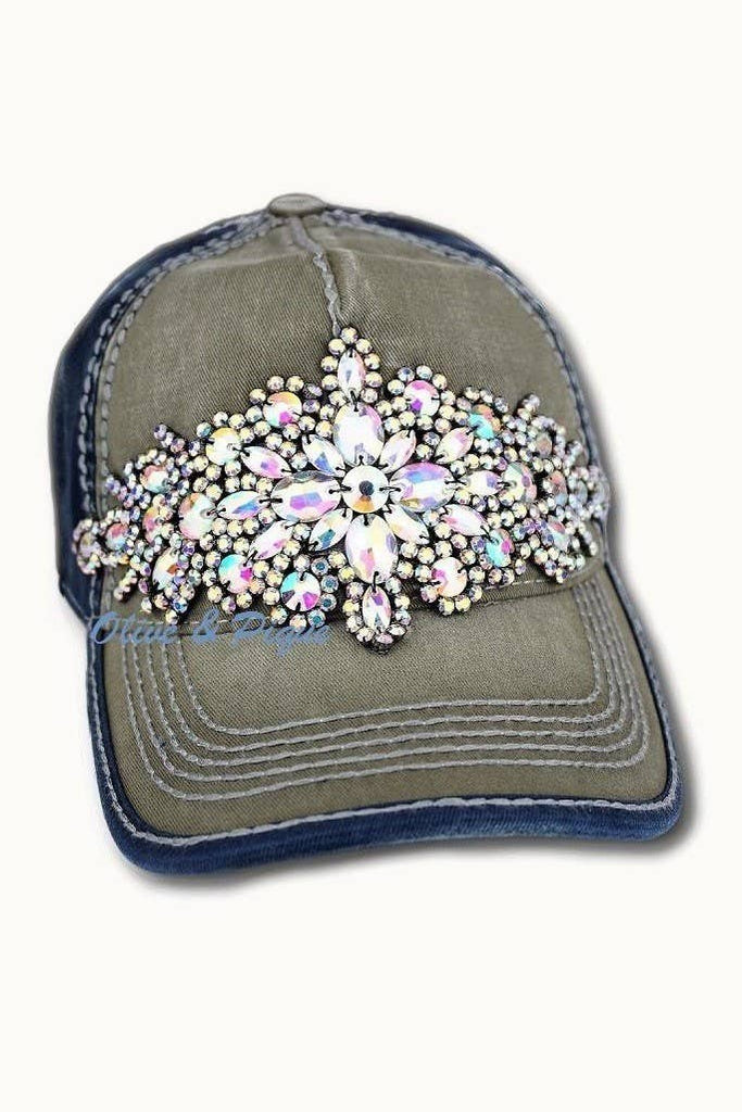 Abstract Bejeweled Bling Glitz Two-Toned Cap