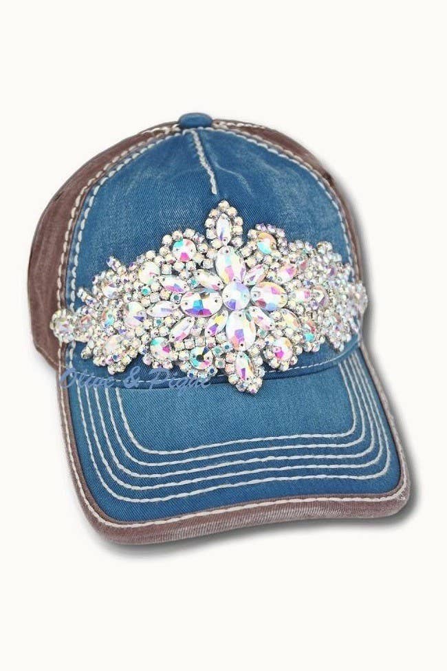 Abstract Bejeweled Bling Glitz Two-Toned Cap