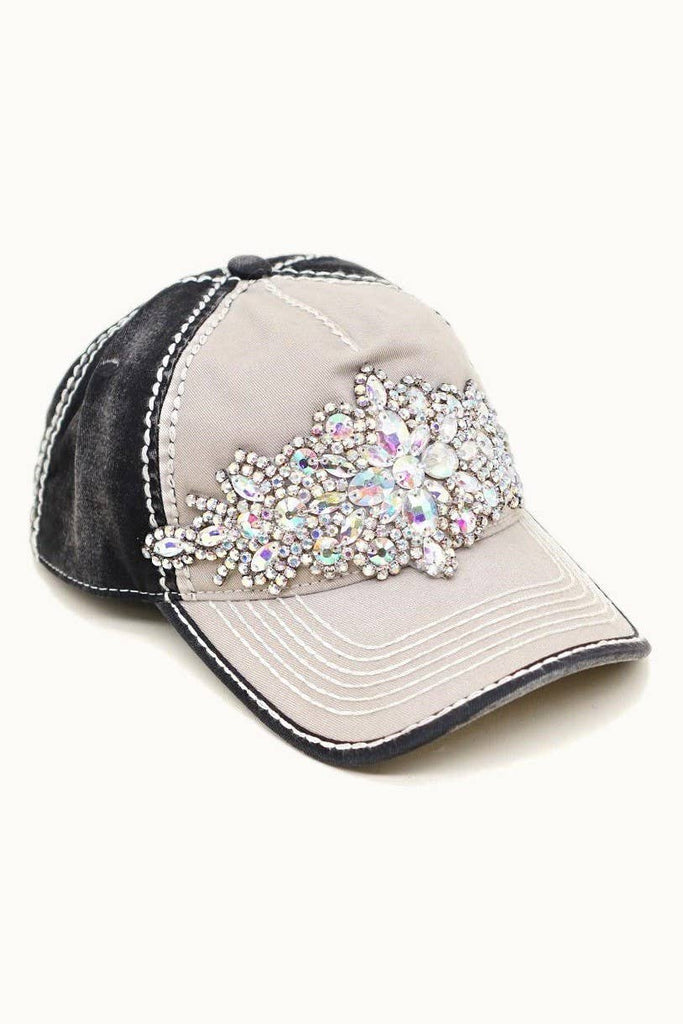 Abstract Bejeweled Bling Glitz Two-Toned Cap