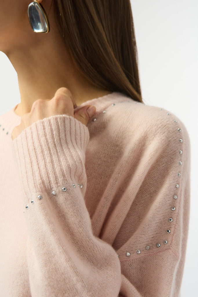 Cashmere crew nk w/studs Top