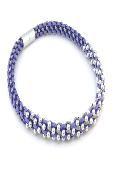 Shades of Purple & Silver Kumihimo Necklace