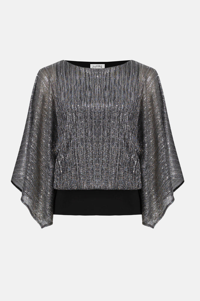 Sequined Pleated Knit Layered Top