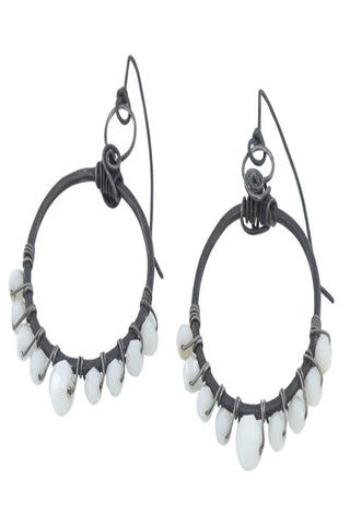 Steel Wire Hoops with White Crystals