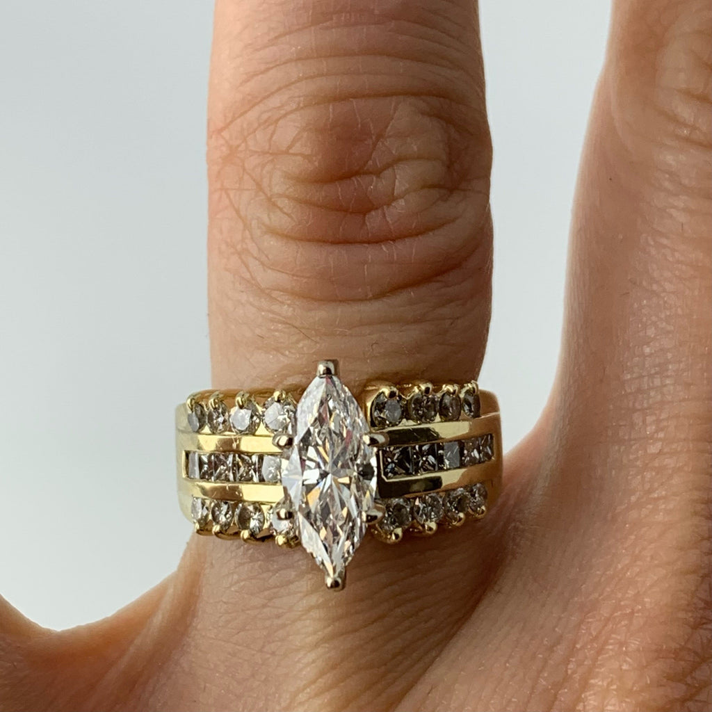 Estate Marquise 1.6tcw 14k Diamond Ring